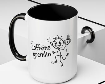 Caffeine Gremlin Coffee Mug – Funny Doodle Cup for Coffee Lovers