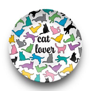 Cat lover plate, animal lover, i love cats gift, cat silhouette, fun gift, cat gift, cat dinner plate, meow, Gift for cat owners, Cat themed