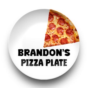 Personalized Pizza Plate, Custom Name Dinnerware, Pizza Lover Gift