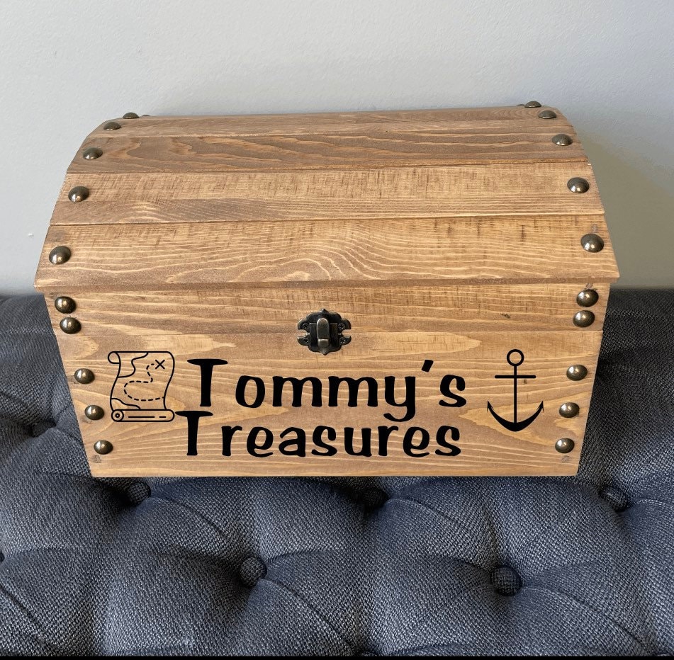 Wooden Trunk , Treasure Chest , Wood Keepsake Box 