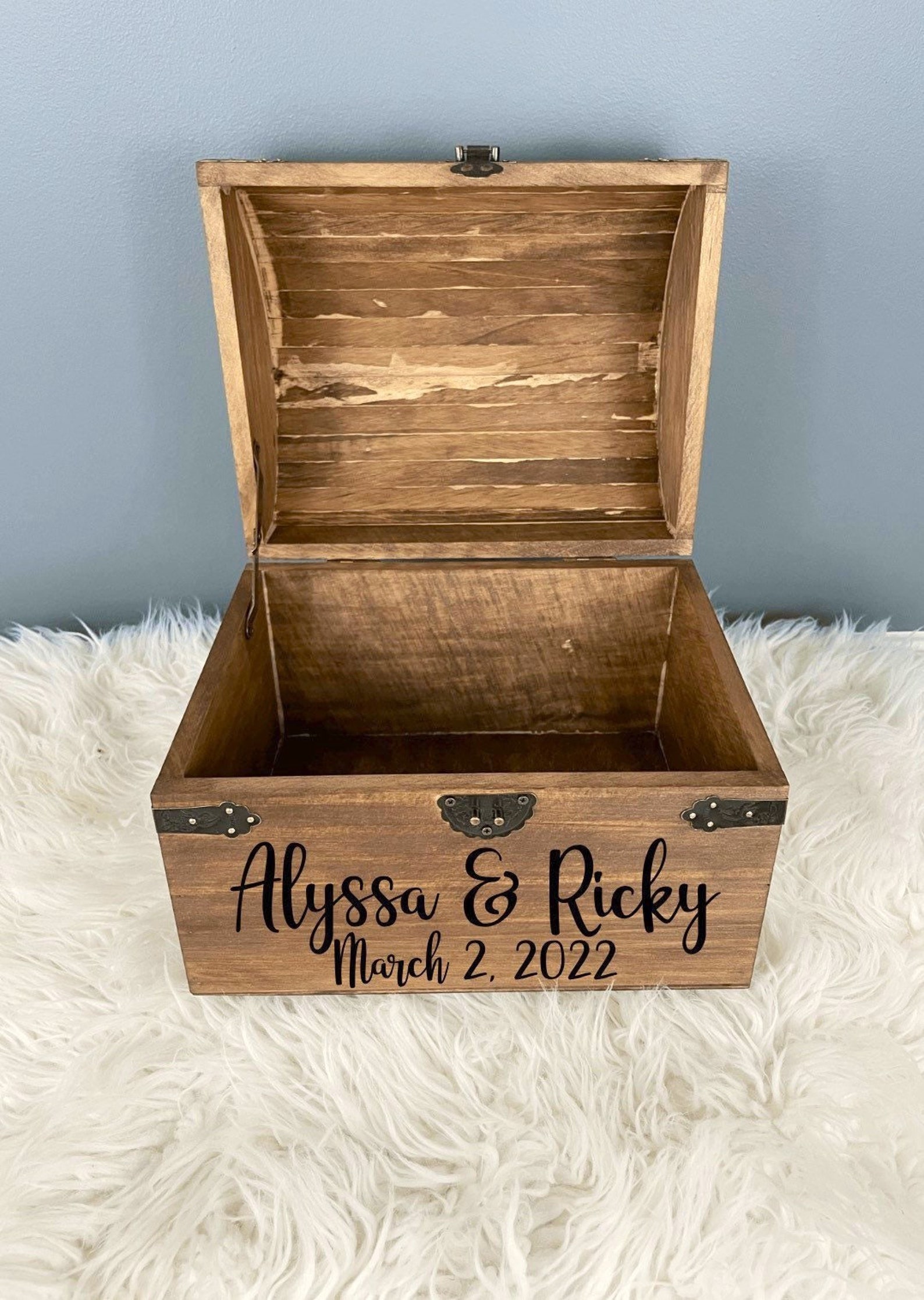 Rustic Wood Card Box Personalized Wedding Card Chest Wood Etsy