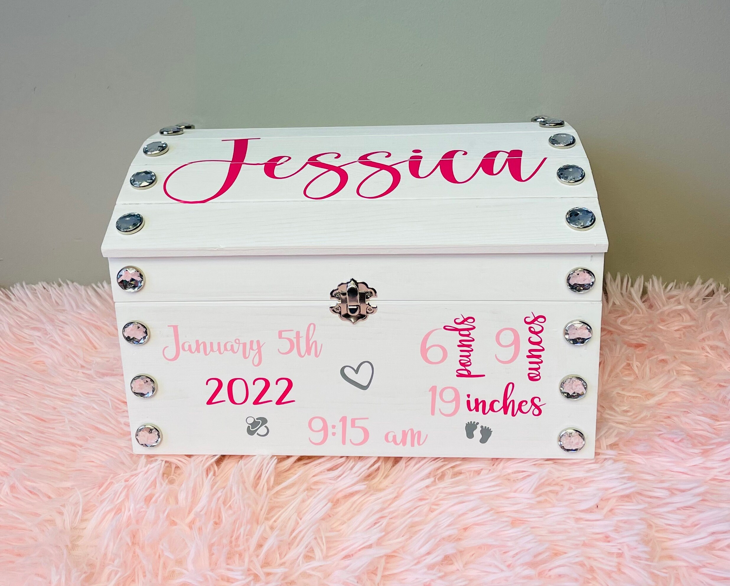 Pink New Baby Gift Box Birth Information Memory Box - Etsy