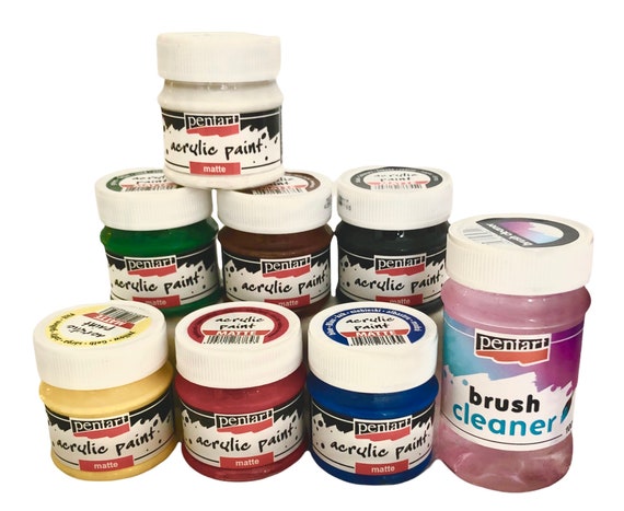 Acrylic Paint Matt 50ml Pentart Set of 7 Pieces Acrylic Paint Brush Cleaner  