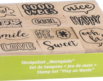 Wooden stamp set puns