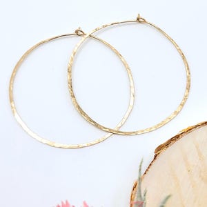14k Gold Filled Hammered Hoops – Thin Lightweight Minimalist Earrings
