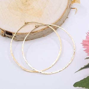 Hand forged 14k gold fill earrings, Hammered big gold hoops different sizes, Minimalist thin gold hoop earrings, Handmade dainty boho hoops