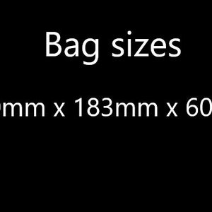 May include: Bag sizes: 210mm x 183mm x 60mm