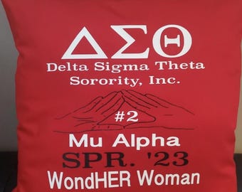 Delta Sigma Theta Personalized 18x18 inch Throw Pillow- Mids Up Design