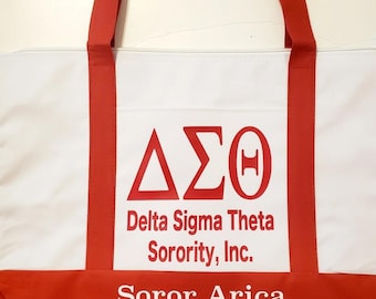 Red and White Personalized Delta Totebag
