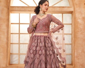 Embroidered Net Lehenga Choli, Indian Bridal Dress