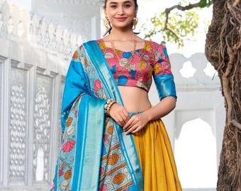 Printed Lehenga Choli with Zari Weaving | Dola Silk Saree Style | South Indian & Traditional Outfit