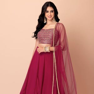 Pink Georgette Fabric Lehenga Choli, Sequins Lehenga, Embroidery Lehenga Choli, Party Wear Lehenga, Sangeet Lehenga, Bridal Lehenga Choli