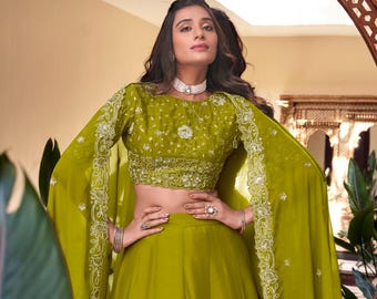 Pearl & Sequin Embroidered Lehenga Choli, Indian Party Wear