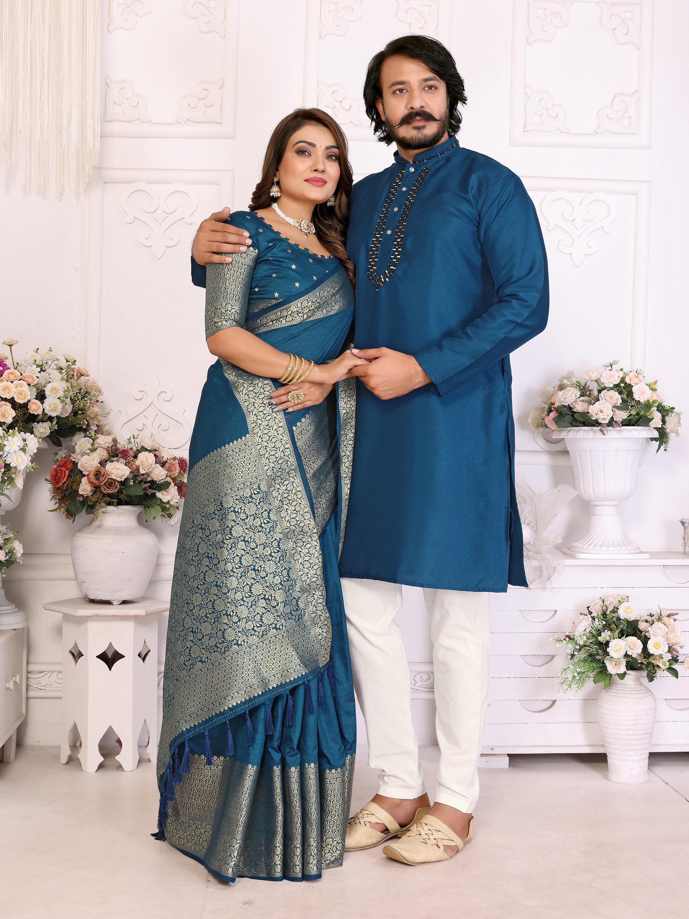 kiara silk saree & kurta couple dress reviews Kiara Advani Saree & Sidharth Malhotra Sherwani - Samyakk: Sarees | Sherwani | Salwar Suits | Kurti | Lehenga | Gowns