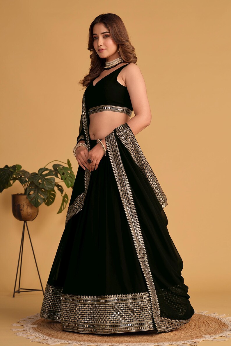 Elegant Tissue Sequins Embroidered Lehenga Choli Set for Wedding & Party Wear