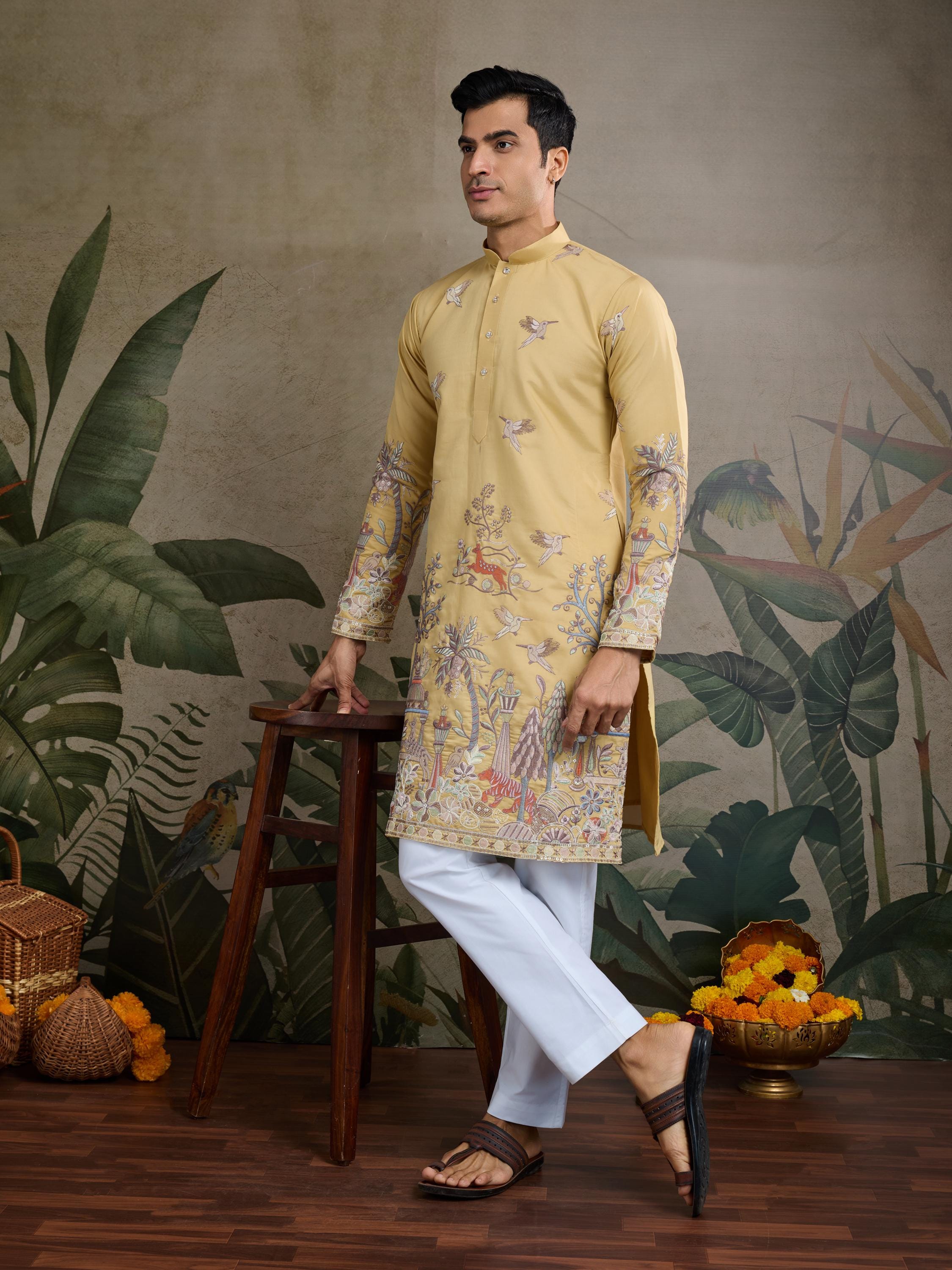 Indian Wedding Gaye Holud Dress For Groom Mens Haldi