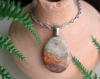 Crazy Lace Agate Pendant Necklace