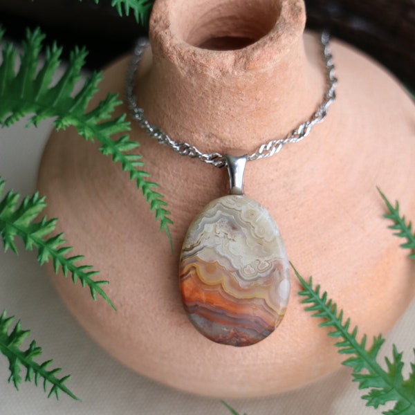 Crazy Lace Agate Pendant Necklace