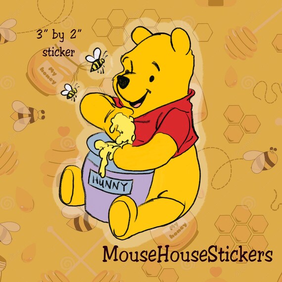 Winnie the Pooh With Hunny Jar Inspired Clear Vinyl Die Cut Etsy