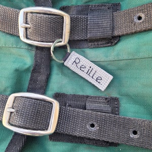 Equine Blanket Tags, Single-Sided Small Custom Embroidered Horse Blanket Tags Single Simple Line Font