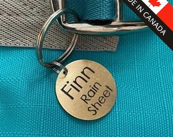 Etiquetas para mantas equinas de latón de 1" de doble cara / 1 o 2 líneas. Etiquetas grabadas personalizadas para aparejos de caballo, etiquetas de identificación para perros y mucho más.