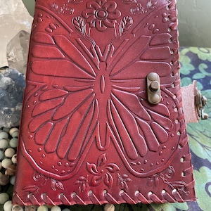 Leather Journal Diary Notebook with Butterfly Design