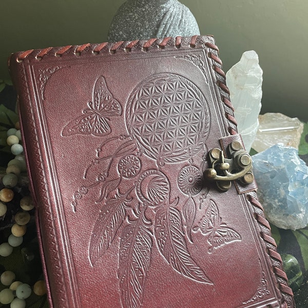 Leather Journal Diary Notebook with Dreamcatcher Design