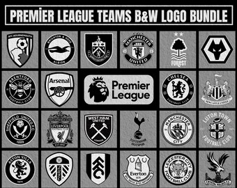 Premier League Team Logo B&W, England Football SVG, Sport Silhouette, Sport Clipart, Football Tumbler Svg