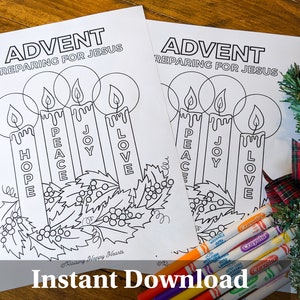 Advent Wreath Colouring Page  Instant Download︱ Advent for Kids ︱For School, Home, Sunday School, Homeschool︱Catholic Christian printout