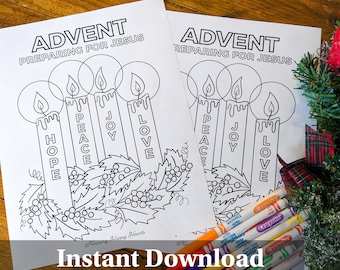 Advent Wreath Colouring Page  Instant Download︱ Advent for Kids ︱For School, Home, Sunday School, Homeschool︱Catholic Christian printout