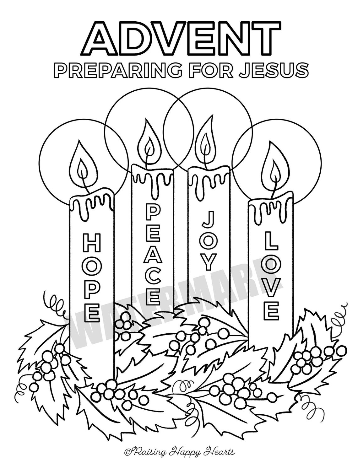 Printable Advent Wreath Coloring Page For Kids Advent Coloring Free ...