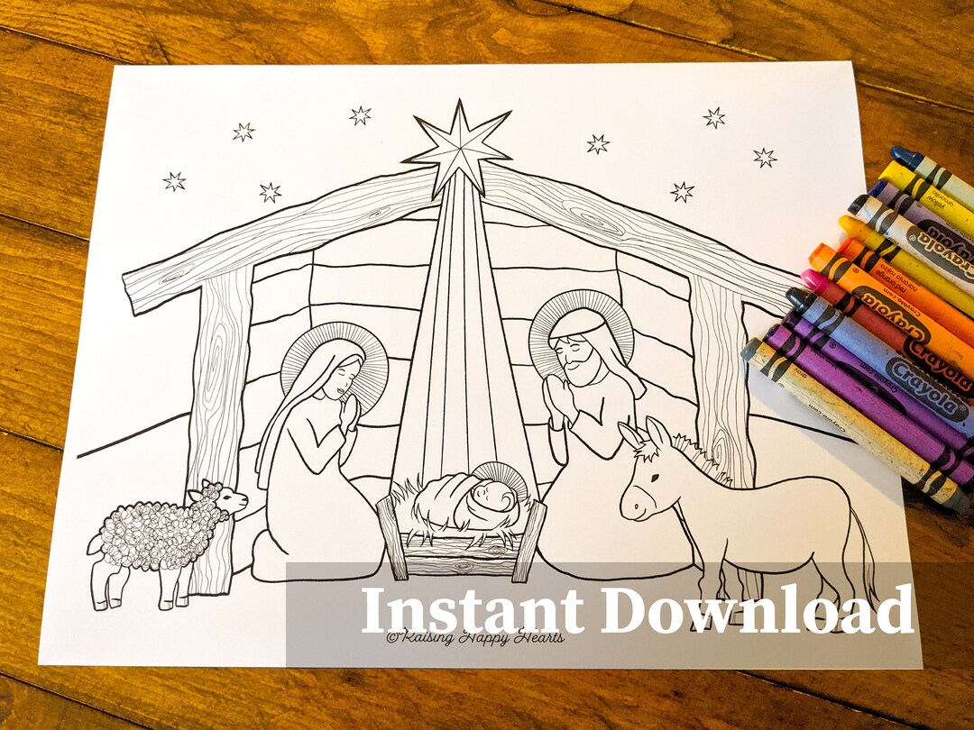 Nativity Colouring Page Instant Download - Etsy