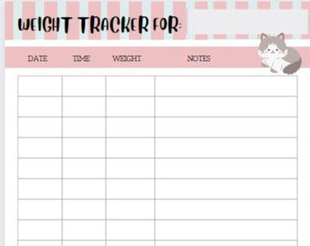 Kitten Weight Tracker Chart