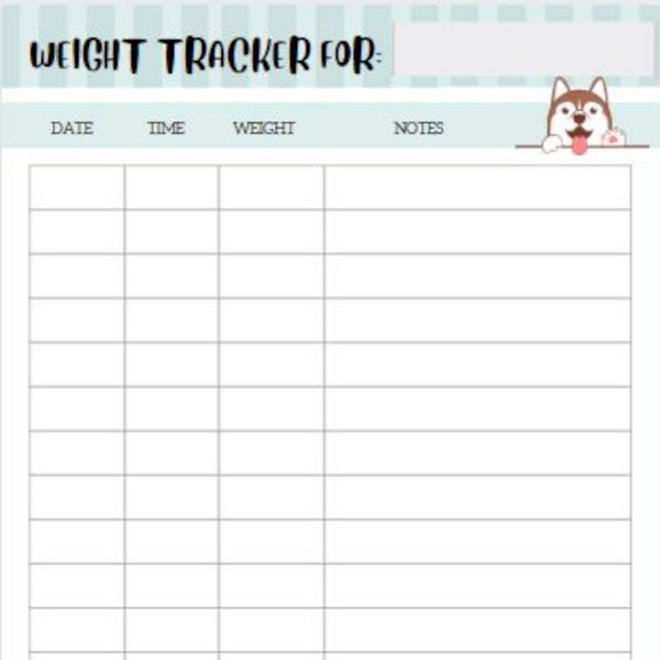 Puppy Weight Tracking Chart