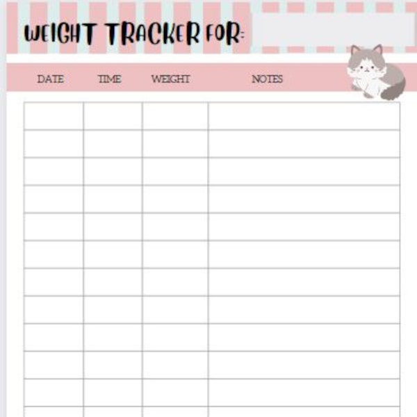 Kitten Weight Tracker Chart