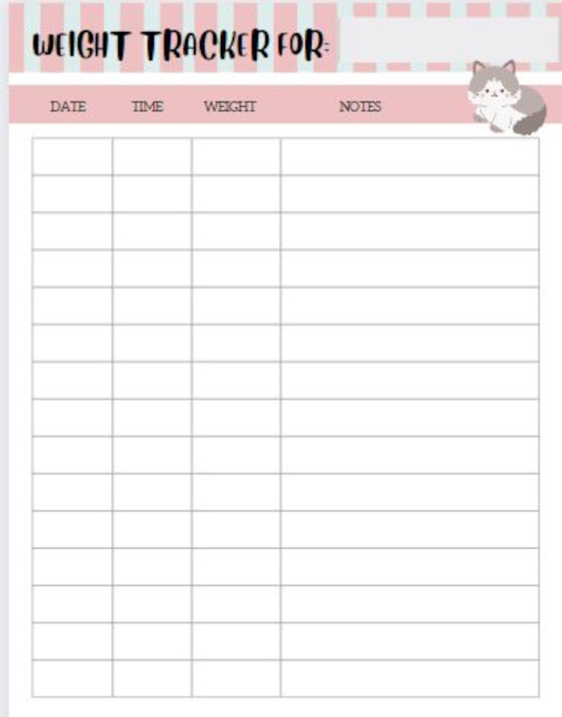 Kitten Weight Tracker Chart - Etsy
