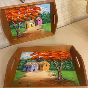 Bandeja dominicana pintada a mano, República Dominicana, arte dominicano, regalo dominicano.