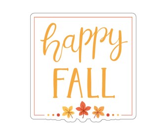 Hello Fall ステッカー - かわいいキスカットステッカー、秋の雰囲気、季節の装飾、シンプルな秋の美学