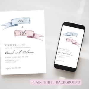 Gender Reveal Invitation | Gender Reveal Printable | Gender Reveal Party | He or She | Gender Reveal Decor | Baby Gender Reveal Invite