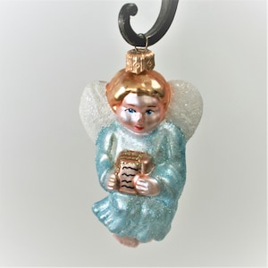 Angel Ornament handblown mercury glass, handpainted with custom gift box. Heirloom quality.  Made in Poland