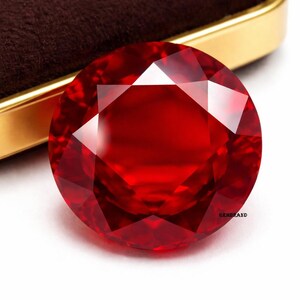 Natürlicher Roter Rubin 43.90CT Lose Edelstein Rundschliff Tiefes Blut Roter Rubin für Ring Juli Birthstone Edelstein facettierter Stein Schmuck Edelstein Kostbares Geschenk