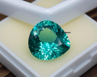 Natural 18.65CT Paraiba Tourmaline Color Gemstone • Brilliant Green Faceted Gem • High Quality Gem for Jewelry 17X16X8MM Teardrop Shape Gift