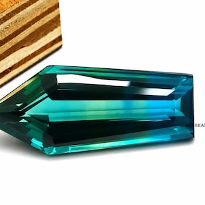 Zaffiro Parti, gemma sciolta da 69,10 carati, zaffiro naturale verde acqua e blu, taglio a aquilone unico, zaffiro di precisione, pietra per anello di fidanzamento.