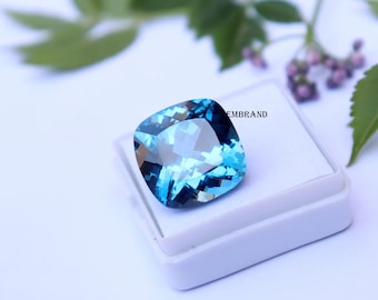 Aguamarina Santa María natural de 16-18 quilates con corte cojín. Fabricación de joyas con certificación GGI.