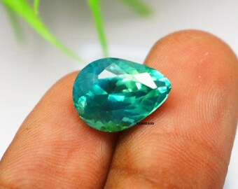 Safira verde em formato de pera D 9,20 ct: pedra preciosa natural não aquecida para fabricação de joias, facetada e certificada