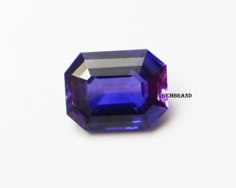 Natural Purple Sapphire Emerald Shape 15.20CT Genuine Sapphire 15X12X8MM Jewelry Making Sapphire Ring Size Faceted Gemstone Valentine Gift