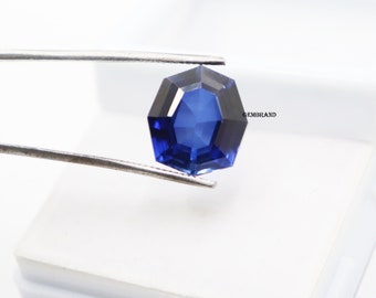 Anillo de zafiro azul natural de forma elegante, talla AAA, zafiro de Ceilán, 11,45 ct, piedra preciosa suelta para joyería, zafiro facetado certificado.