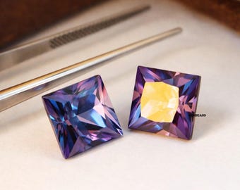 Natural Color Change Alexandrite Pair Princess Cut 12.50CT | Purple Green Rare Alexandrite Gemstone | Loose Gemstone for Jewelry