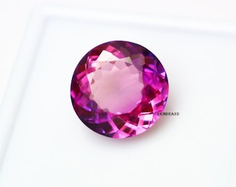 Natural Purple Sapphire 14.10CT Loose Gemstone Faceted Sapphire Round Shape Certified Stone 15X15X7MM Ring Size Jewelry Making Stone Gift
