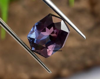 AAA Natural Color-Change Alexandrite Gemstone 9.85CT | Unique Hexagon Cut | Purple Blue Sparkling Loose Stone for Jewelry